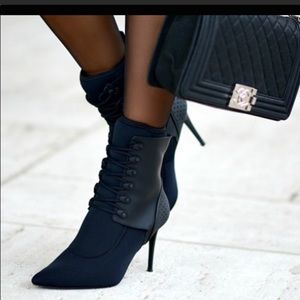 Alexander Wang Black Pointed Lace-Up Stiletto Ankle Boots